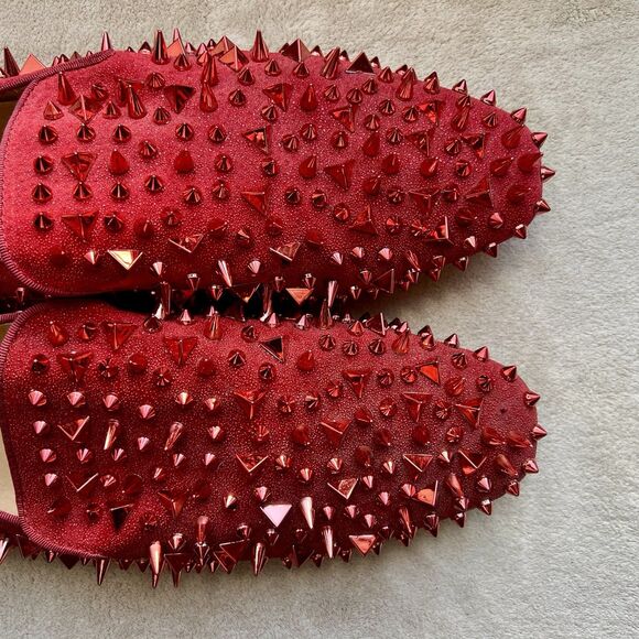 Ferucci Red Spike Rivet Flat Slip On Loafers Men 13 Art To Wear Slipper Bling - Picture 8 of 15